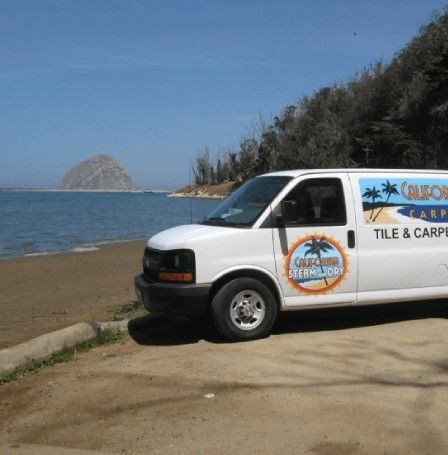 A white van that says california refresh on the side