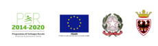 Loghi per P&R 2014–2020, la bandiera dell'UE, l'emblema italiano e uno stemma color bordeaux su sfondo bianco.