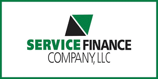 The logo for service finance company llc is green and black.