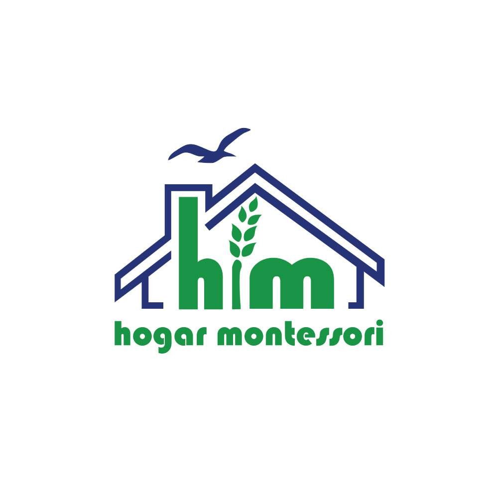 Logo: Blue house frame with green letters