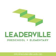 Green logo for Leaderville Preschool & Elementary, with stacked steps graphic.