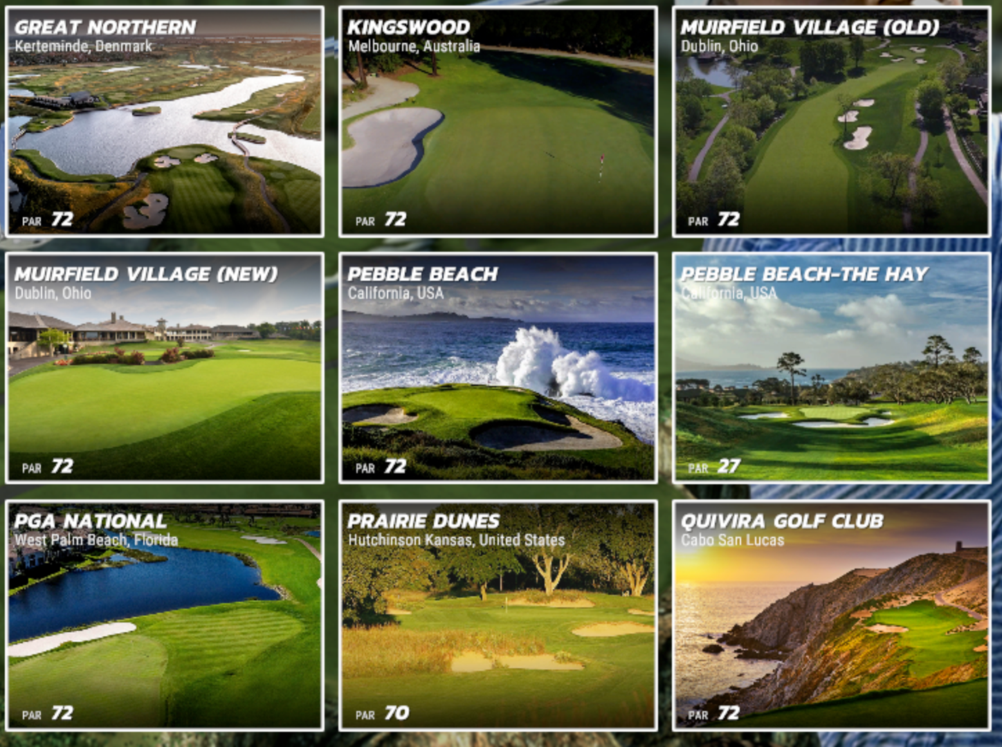 A collage of pictures of golf courses including great northern