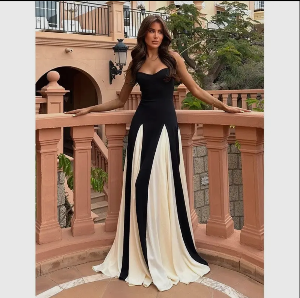 Color Block Spaghetti Strap Maxi Dress
