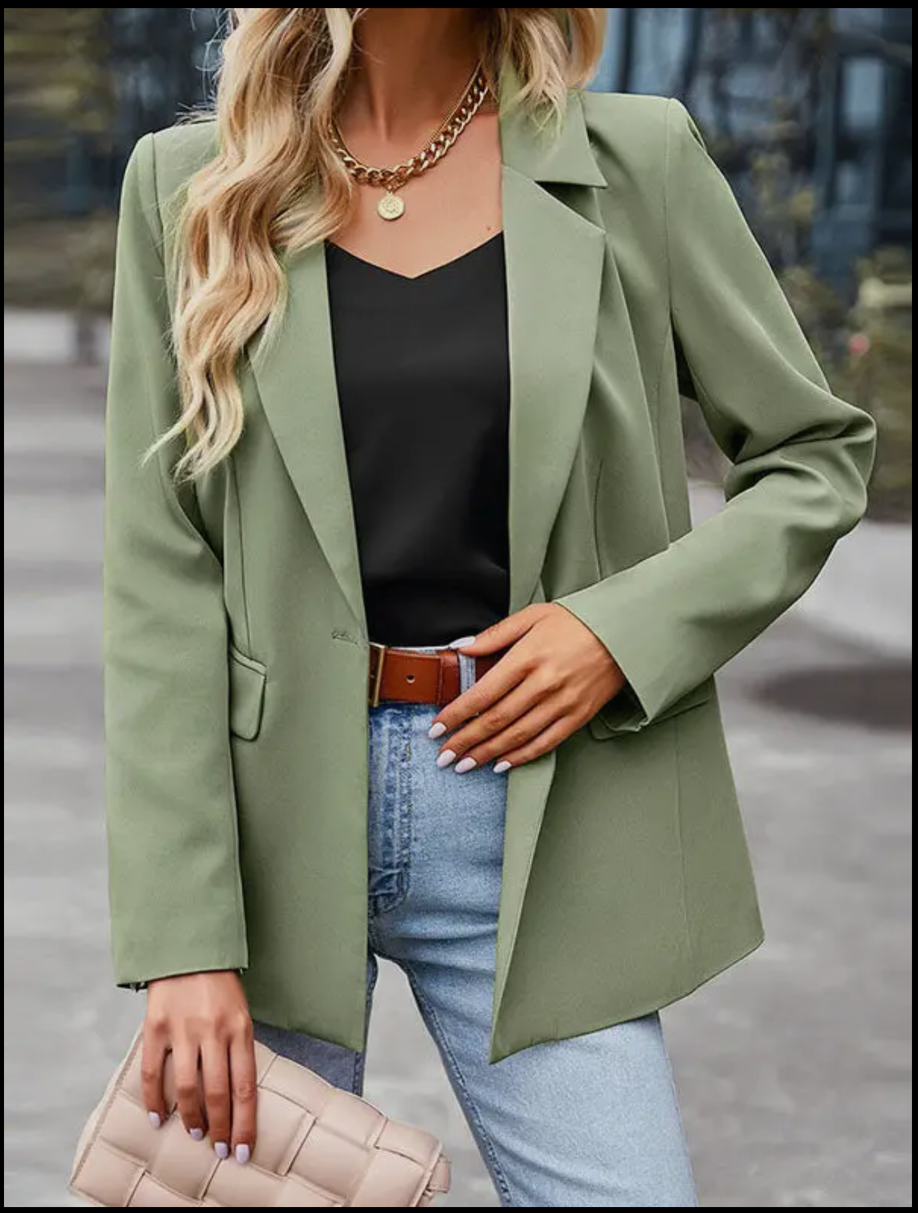 Long Sleeves Loose Solid Color Split-Joint Lapel Blazer Outerwear