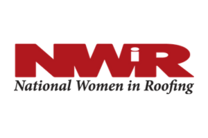NWIR logo with red letters and the words “National Women in Roofing” underneath