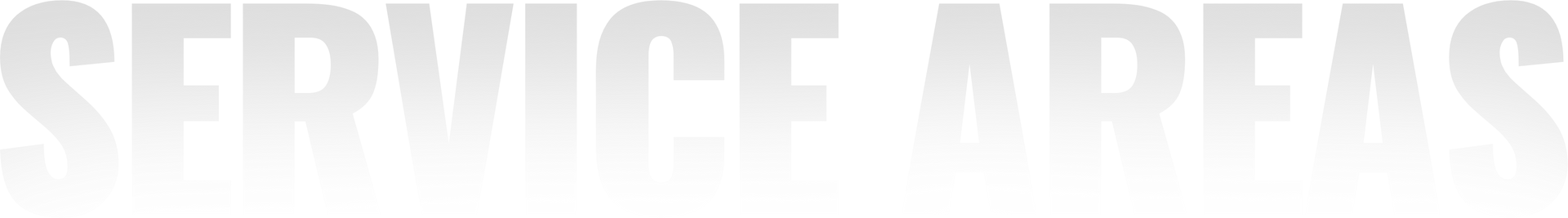 White banner with large faded gray text reading “SERVICE AREAS”