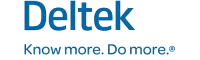 Deltek logo in blue text with the tagline