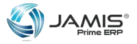 The JAMIS Prime ERP logo featuring a blue, swirling circular graphic next to the company name in black text.