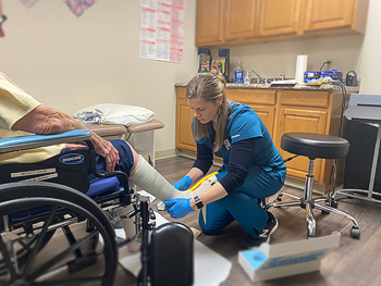 Person on the wheelchair — Orthotics Care in Columbus, OH Person on the wheelchair — Orthotics Care in Columbus, OH