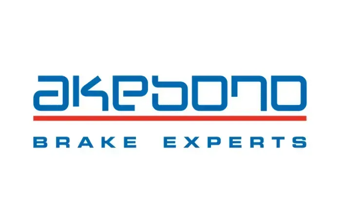 Akebono logo: Blue text and red line,
