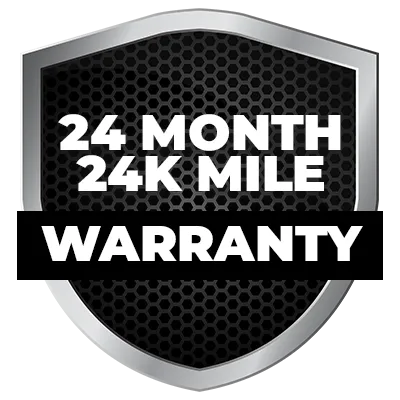 Silver shield logo with "24 Month, 24K Mile Warranty" text.