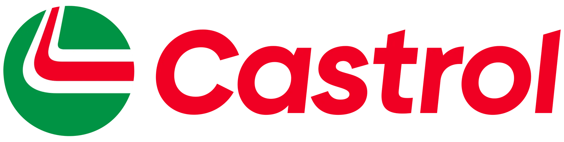 Castrol logo: green and red graphic above red text "Castrol."
