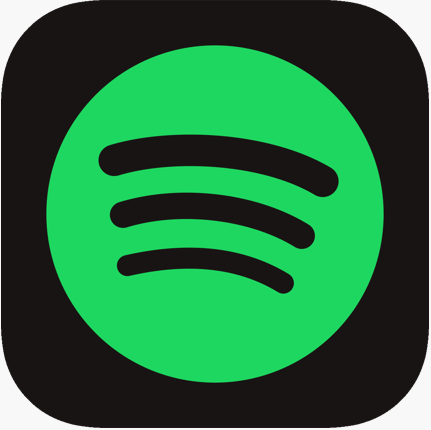 A green spotify app icon on a black background