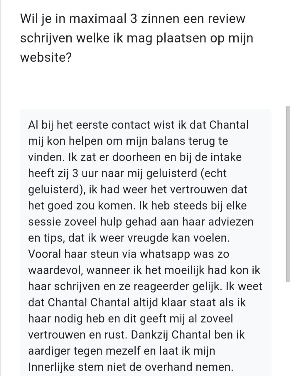 Review Chantal Biersma Coaching en Retreats