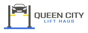 Queen City Lift Haus logo with a car on a lift icon in gray, black, and blue text on white background
