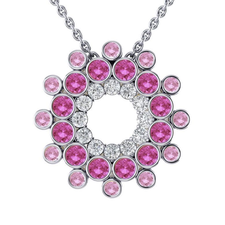 Eine Halskette mit Smaragden und Diamanten an einer Kette