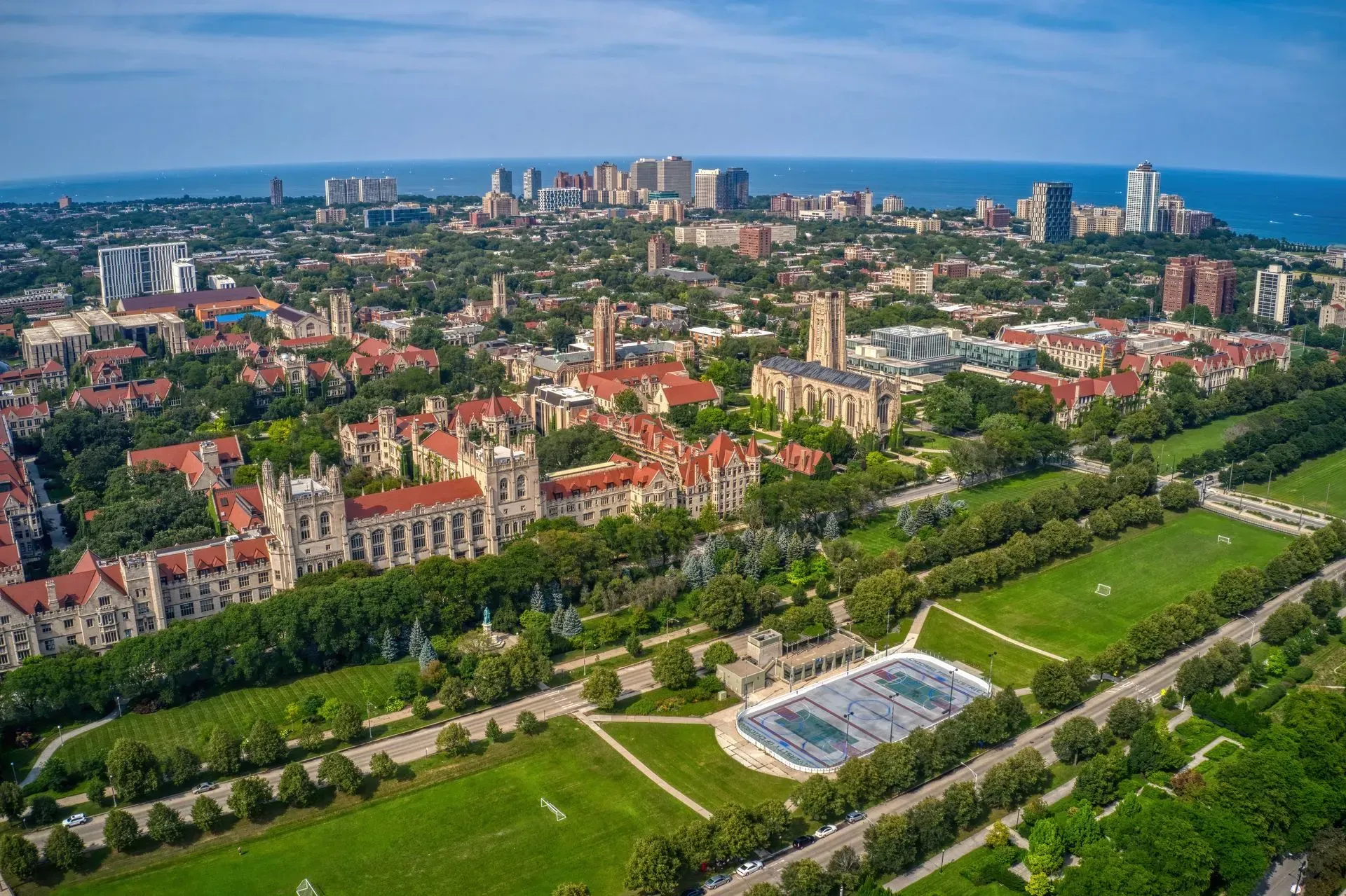 aerial shot of the University of Chicago