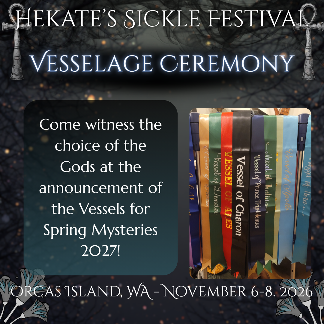 A poster for the hekate sickle festival the vessels ceremony