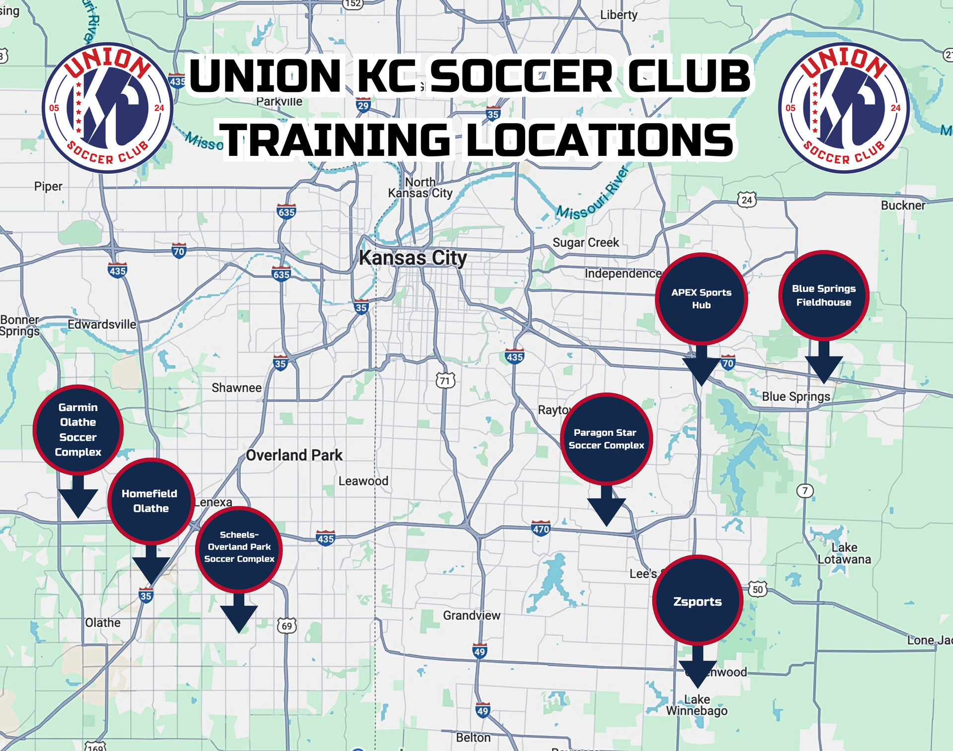 Union KC Field Locations Map