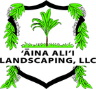 'Āina Ali'i Landscaping, LLC Logo for 'Āina Ali'i Landscaping, LLC, featuring a shield with a palm tree, green foliage, and black text on white.