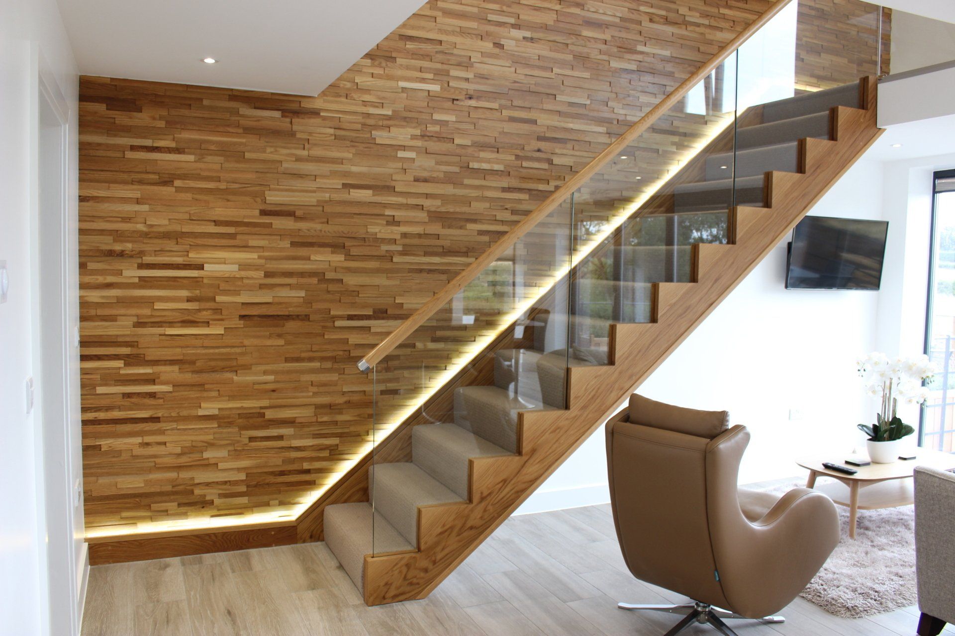 Imitation Cut String Glass Balustrade Staircase - Bespoke Staircases - Central Joinery Group
