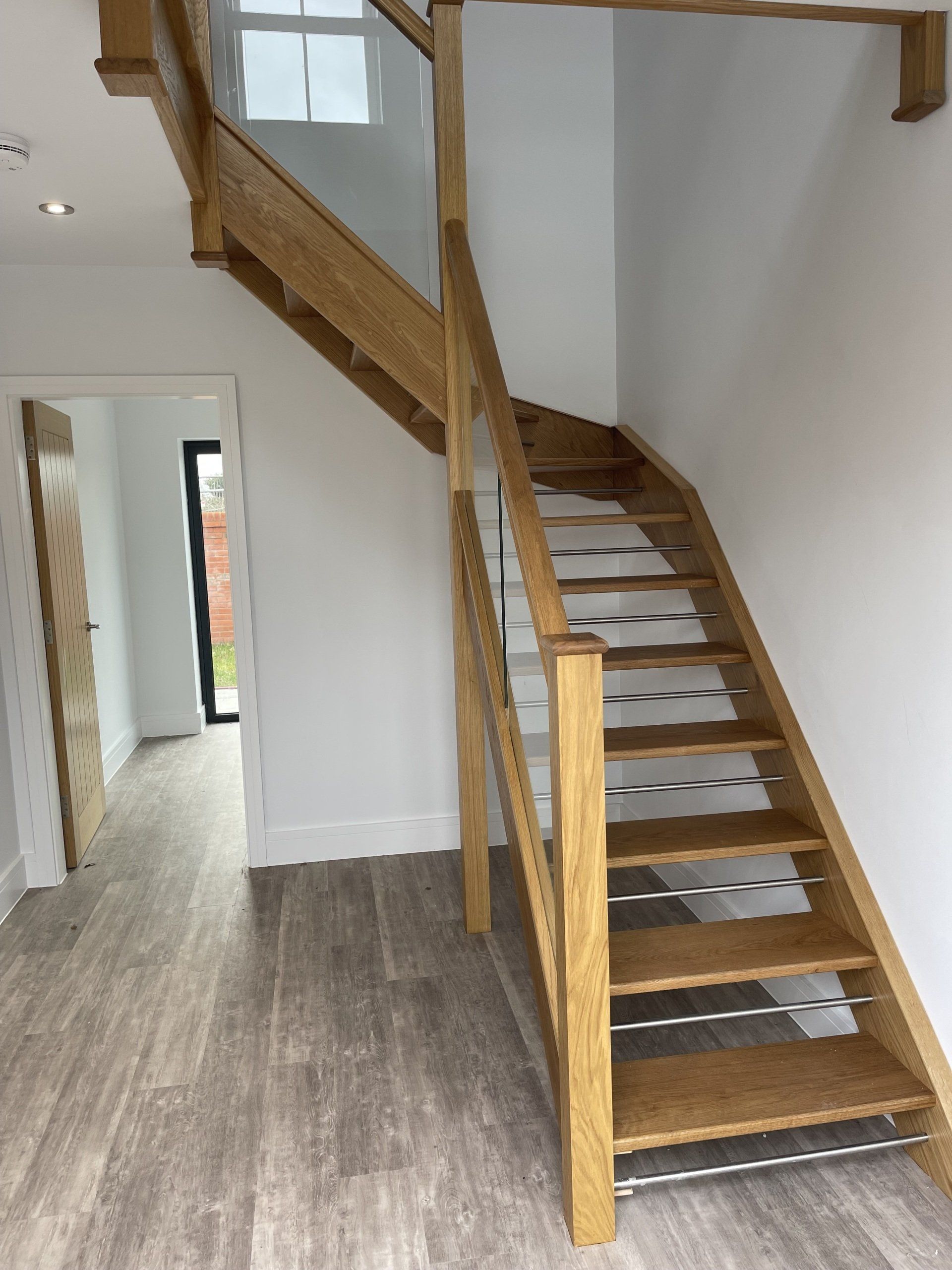 Oak Open Tread Glass In Grooves Staircase - Bespoke Staircases - Central Joinery Group