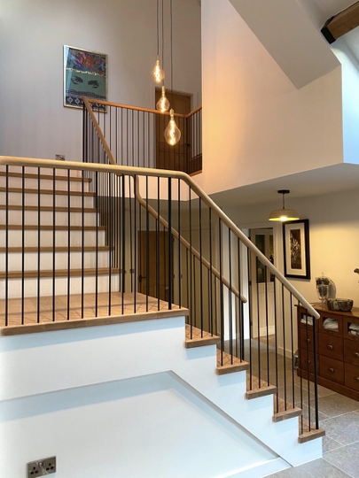 Cut String With Metal Spindles - Bespoke Staircases - Central Joinery Group