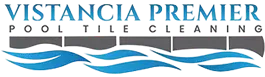 Vistancia Premier Pool Tile Cleaning logo with blue wave design on white background