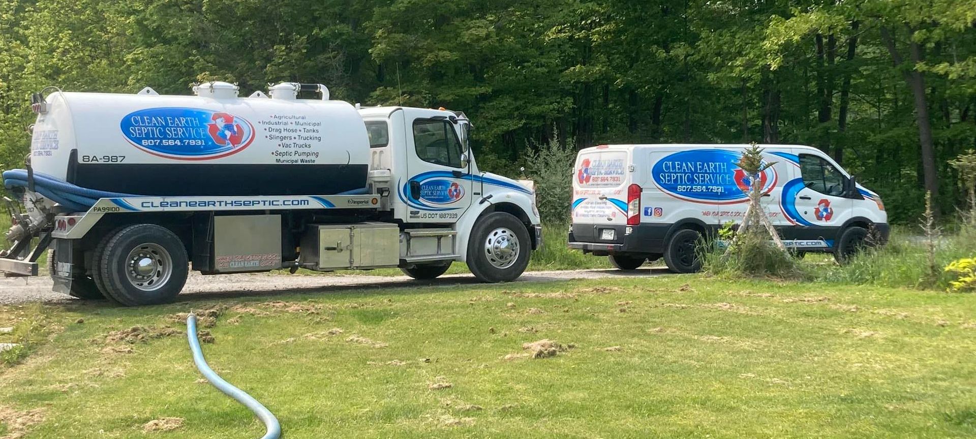 Septic Trucks in Ithaca, NY on their way to service residential septic tanks