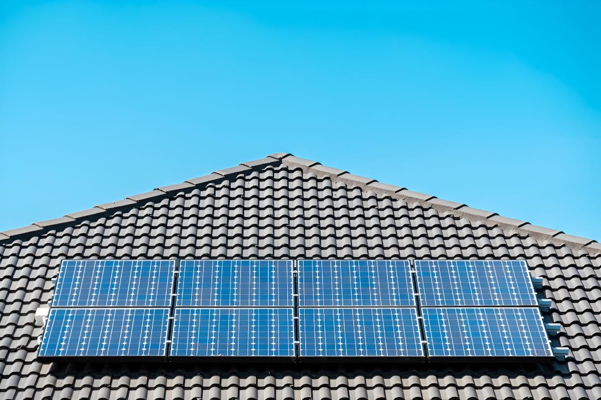 Row of Solar Panels on the Roof of a House — Robbie McDonald Electrical in Yandina, QLD