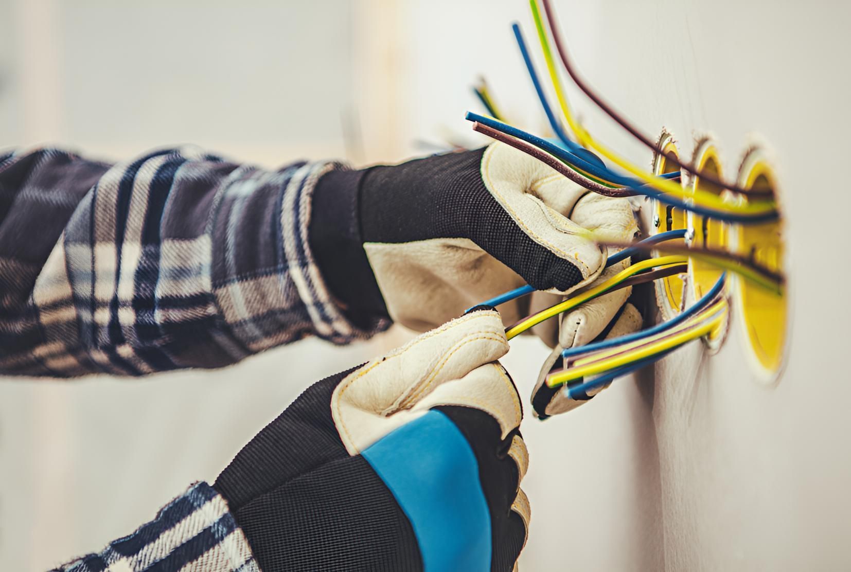 Person is Installing Electrical Wires in a Wall — Robbie McDonald Electrical in Maroochydore, QLD