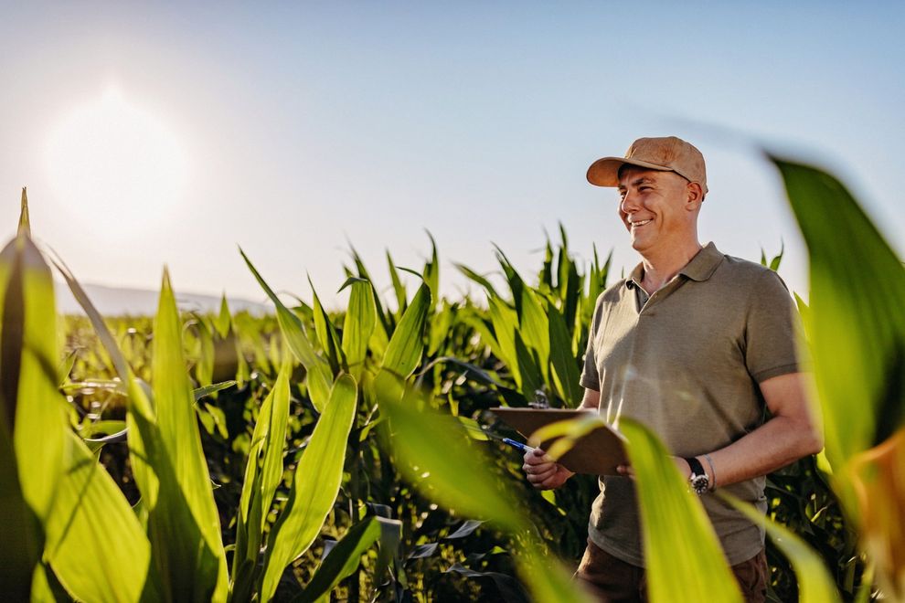 Agronomo in un campo