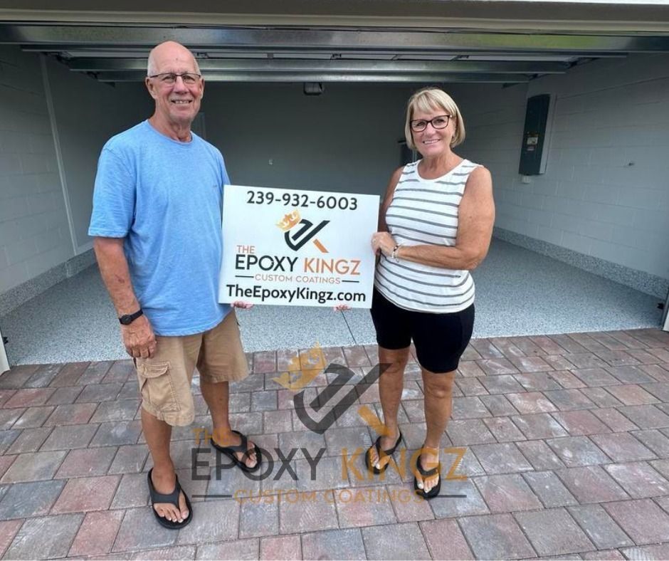 Reflective epoxy floor transformation by Epoxy Kingz in Naples 