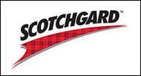 The logo for scotchgard is a red and black logo with a red ribbon.