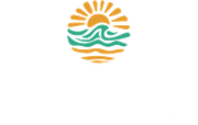 Um logotipo de um sol e ondas em um fundo branco Areia do Atântico Hotel
