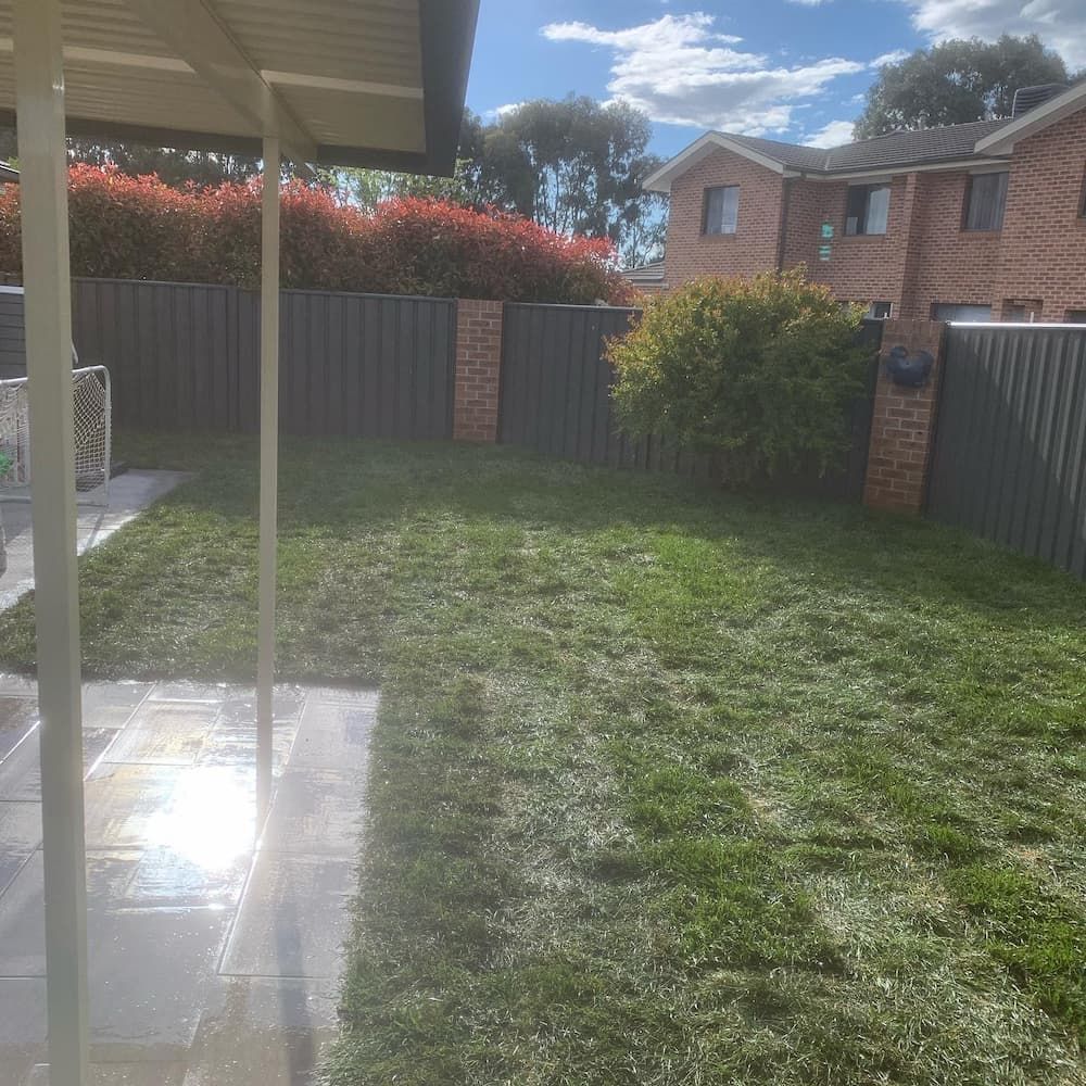 A Lush Green Yard With a Fence in the Background — CLF Landscaping In Hawker, ACT