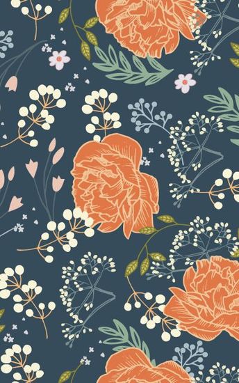 a seamless pattern of flowers and hummingbirds on a blue background