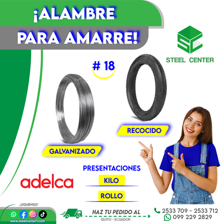Alambre Adelca para amarre de Varillas de Construcción | Alambre #18 Recocido y Galvanizado | Alambre para unir Varillas | Steel Center