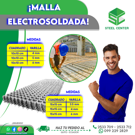 Mallas Electrosoldadas Adelca Norte Quito | Cotocollao | Mallas para losas | Varillas para losas | Intersección de Varillas de Construcción  | Steel Center