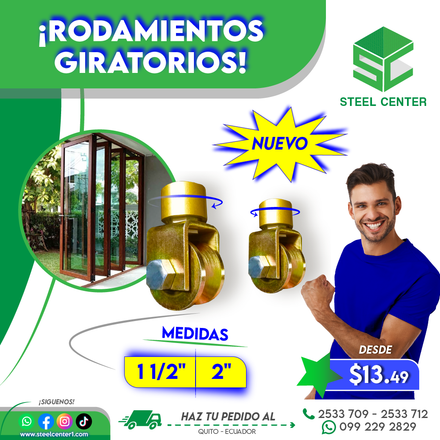 Rodamientos Giratorios Norte Quito |  Cotocollao | Rulimanes Giratorios | Rodamiento para puerta plegable | Steel Center