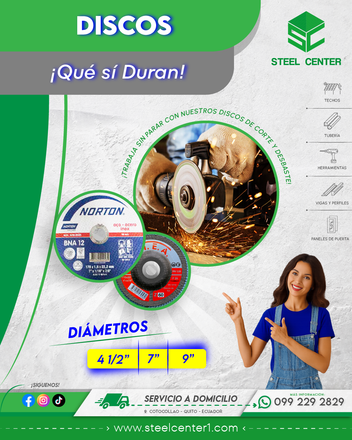 Discos de Corte Norte Quito | Cotocollao | Discos de Lija | Discos de Desbaste | Corte de Metal | Discos para Amoladora SIEA & NORTON  | Steel Center