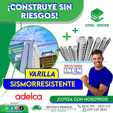 Varilla Sismorresistente Adelca Norte Quito| Cotocollao | Varilla de Construcción de 12 metros con norma de Calidad INEN  | Steel Center