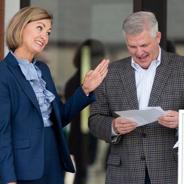 Announcing an economic investment
with Iowa Governor Kim Reynolds (2021).