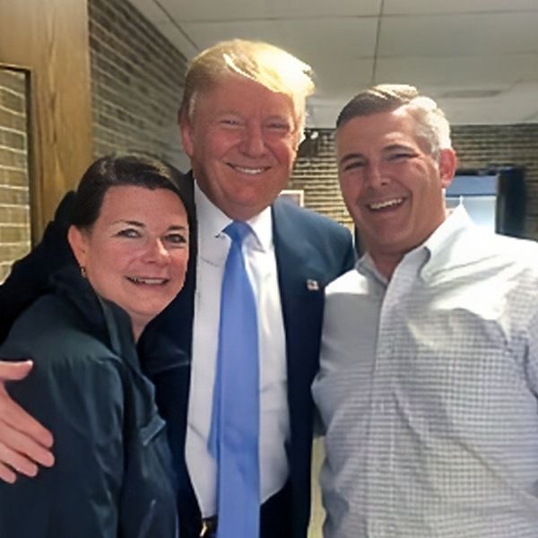 McGowan with wife and I with President Trump at Morningside College, now University (2015).