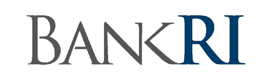The logo for BankRI; the letters BANK are gray, the letters RI are dark blue.