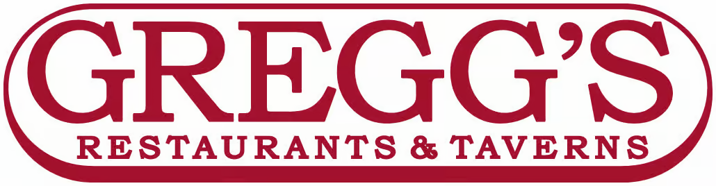 Logo for Gregg's Restaurants & Taverns, a maroon-colored oval shape with the name in white lettering.