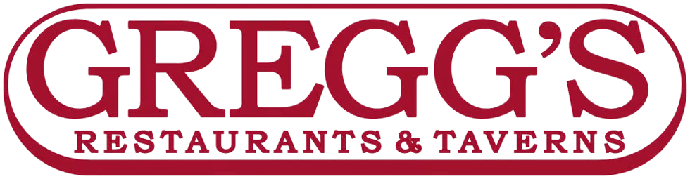 Logo for Gregg's Restaurants & Taverns, in a maroon-colored oval with white text.