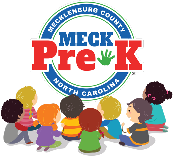 Mecklenburg County, North Carolina MECK Pre-K logo with children sitting in a circle