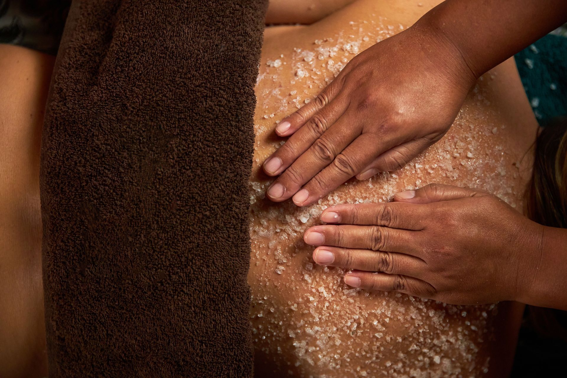 woman getting a scrub