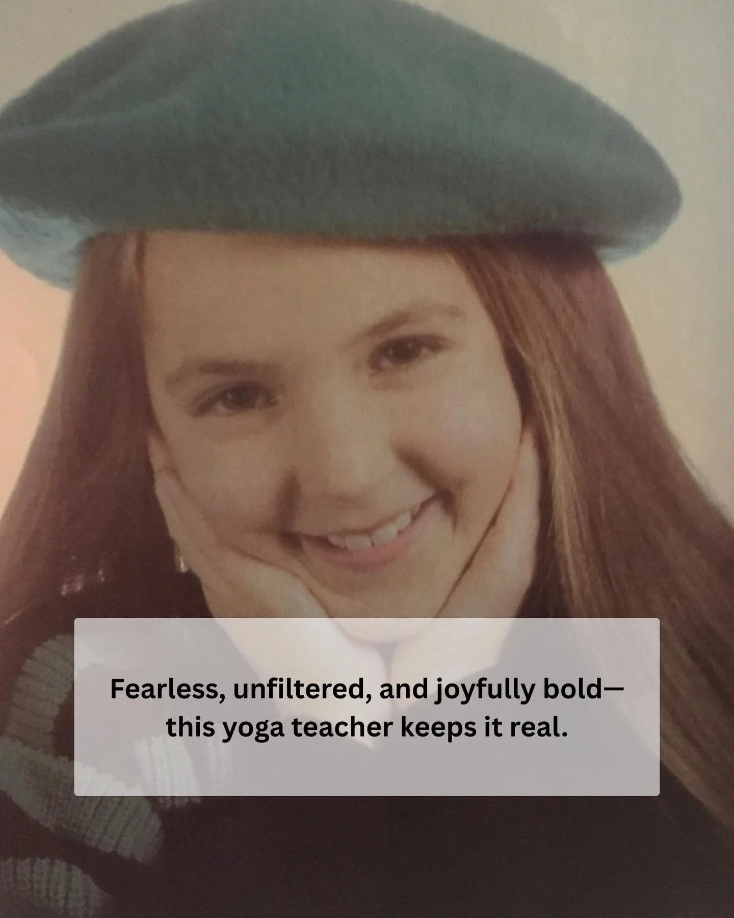 A person wearing a teal beret smiles with their hands on their chin. Text reads: 